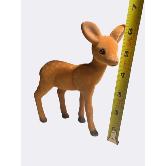 Flocked Deer and Fawn Figurine Set Of 3 Vintage - Picture 8 of 9